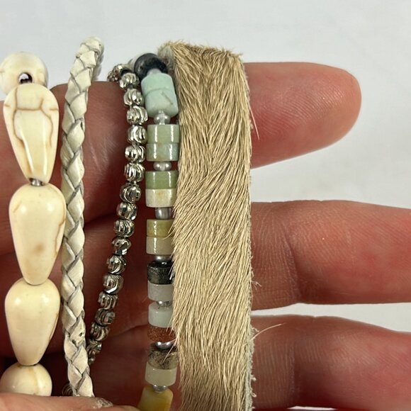 Victoria Emerson Boho Cuff Bracelet Shells Silver Tone Multistrand Layered Boho - Picture 9 of 11